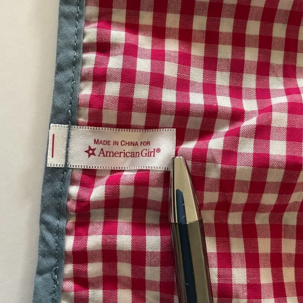 American Girl Doll Tenney Picnic Set Reversible Blanket Floral Red Check Only
